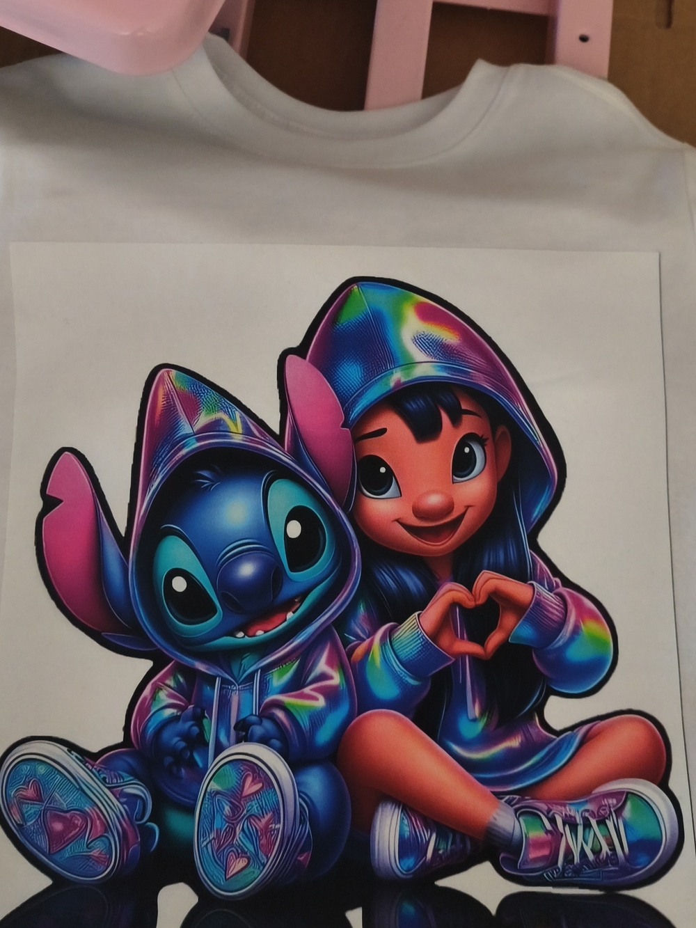 Girls White Graphic Tee with Colorful Hoodie Characters